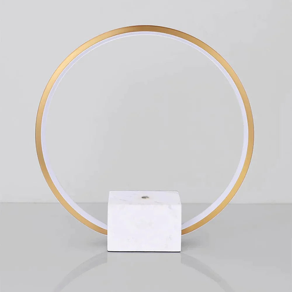 Modern LED Circle Table Lamp in Gold with White Marble Base