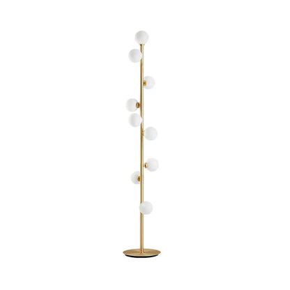 Modern LED Gold 9-Light Tree Floor Lamp White Glass Globe