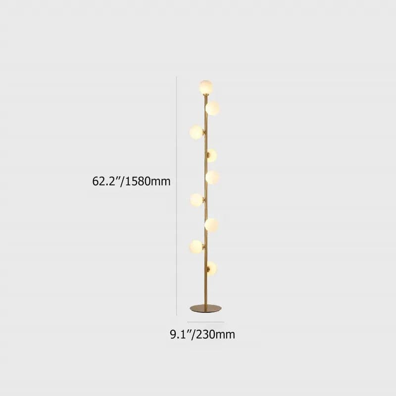 Modern LED Gold 9-Light Tree Floor Lamp White Glass Globe