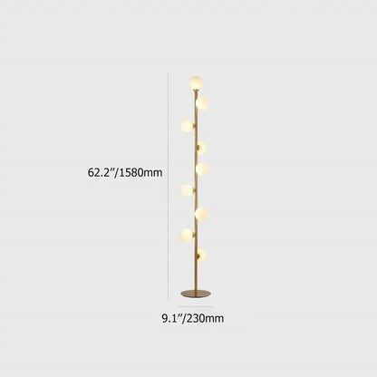 Modern LED Gold 9-Light Tree Floor Lamp White Glass Globe