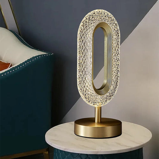 Modern LED Table Lamp Plug in Desk Lamps for Living Room Ring Shape in Gold