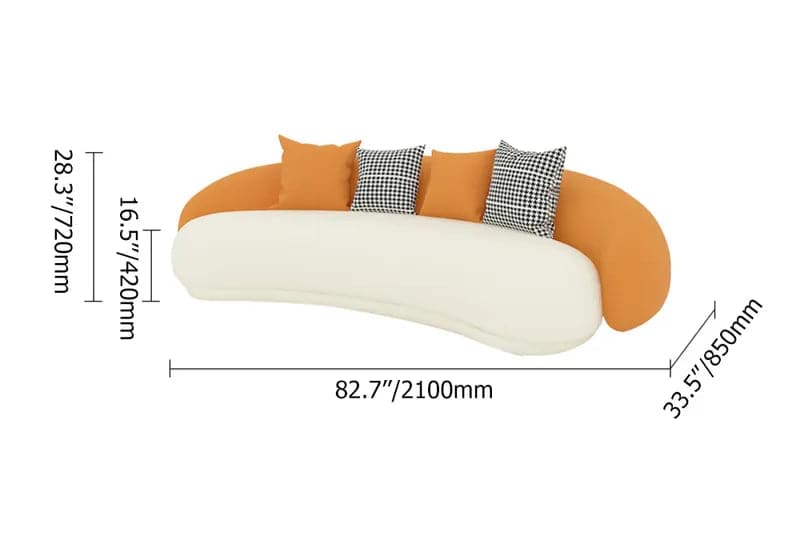 Modern Leather Upholstered Sofa 3-Seater Sofa 82.7" Orange&White Sofa