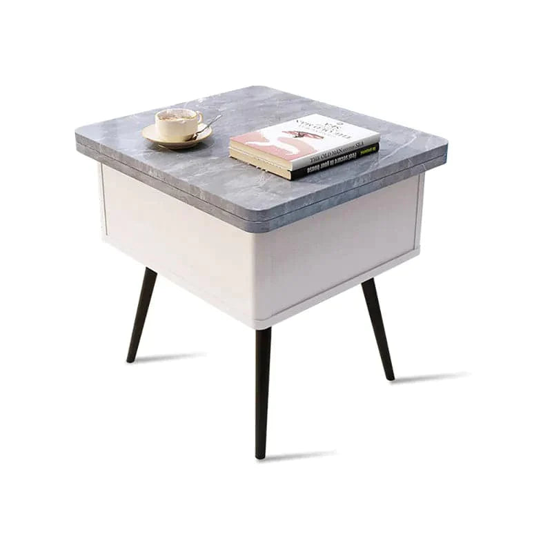 Modern Lift Top Gray Coffee Table with Storage MDF Top & Carbon Steel Base Extendable