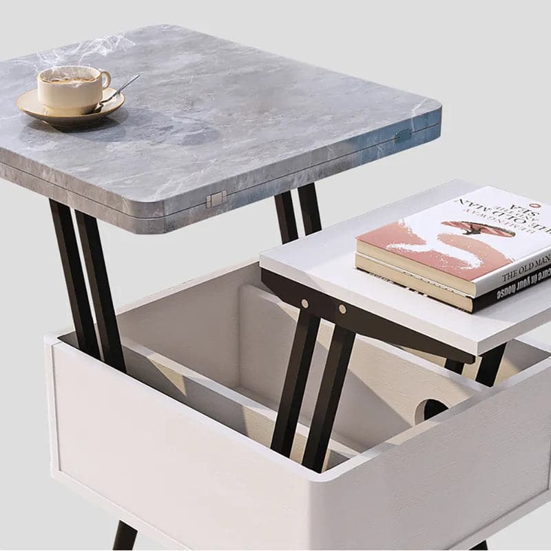 Modern Lift Top Gray Coffee Table with Storage MDF Top & Carbon Steel Base Extendable