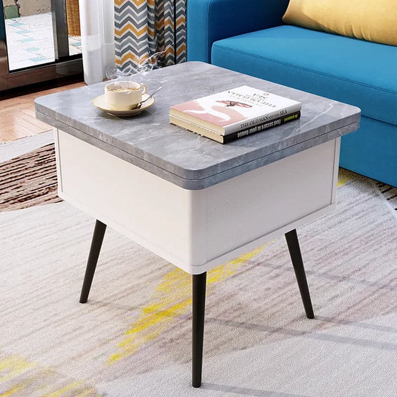 Modern Lift Top Gray Coffee Table with Storage MDF Top & Carbon Steel Base Extendable