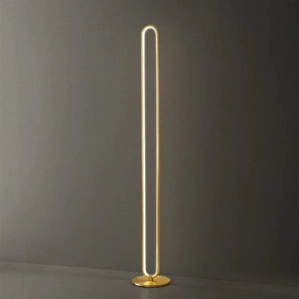 Modern Linear LED Floor Lamp Gold Metal Base Brass Standing Lamp