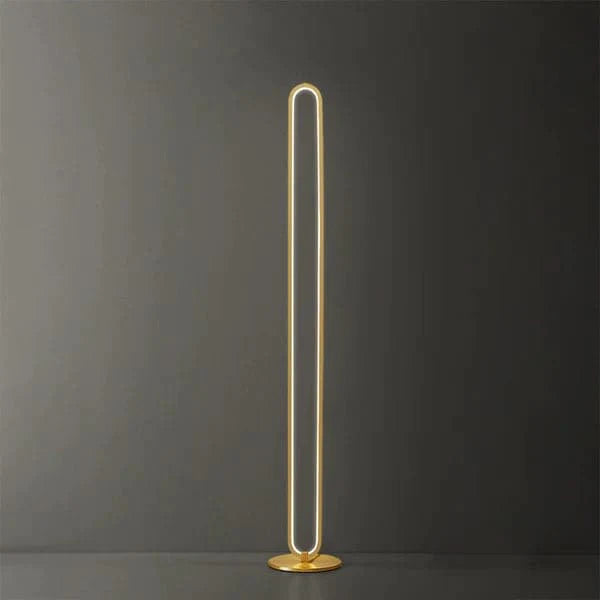 Modern Linear LED Floor Lamp Gold Metal Base Brass Standing Lamp