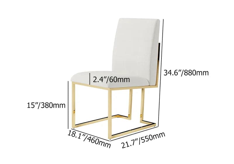 Modern Linen Dining Chair Upholstered in Beige Stainless Steel Leg Gold (Set of 2)