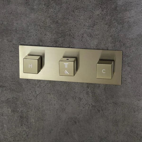 Modern Luxury 8" Wall Mounted Solid Brass Shower System with Hand Shower in Brushed Gold