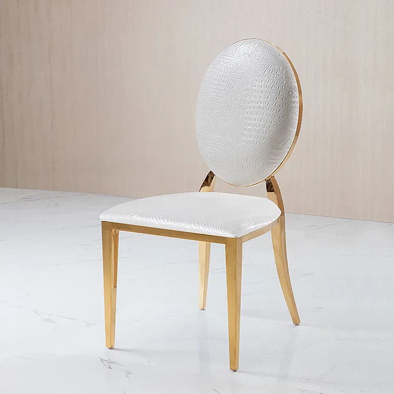 Modern Luxury White Dining Chair Upholstered Side Chair Gold Stainless Steel (Set of 2)