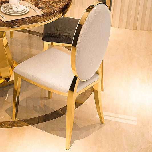 Modern Luxury White Dining Chair Upholstered Side Chair Gold Stainless Steel (Set of 2)