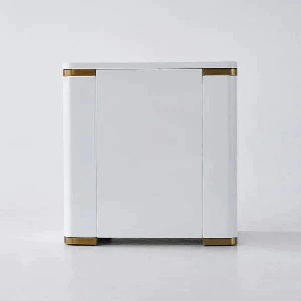 Modern Luxury White & Gold 3 Drawers Bedroom Nightstand Square Bedside Table