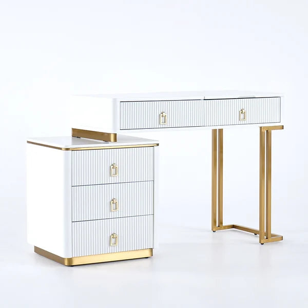 Modern Makeup Vanity Expandable Dressing Table with Cabinet Mirror Included