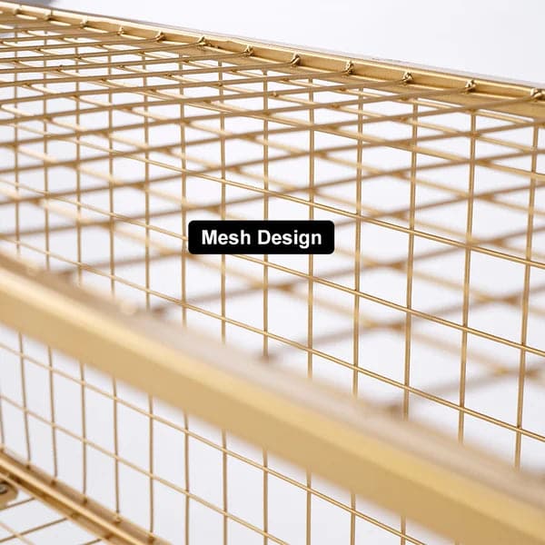 Modern Mesh Standing Etagere Bookshelf in Gold