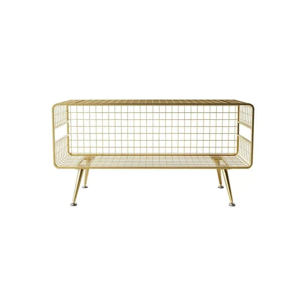 Modern Mesh Standing Etagere Bookshelf in Gold