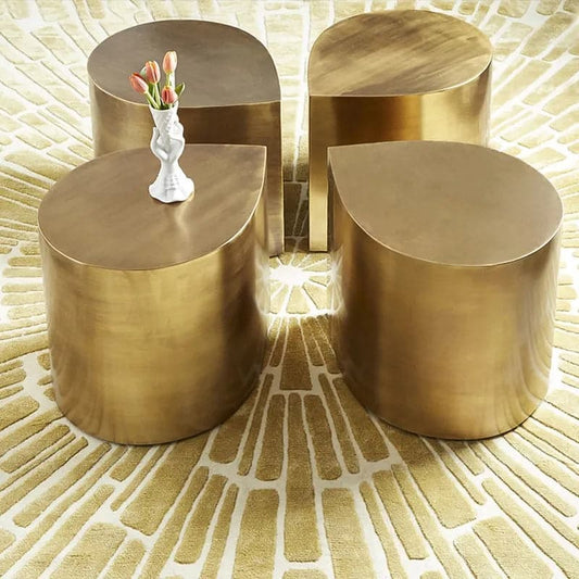 Modern Metal Side Table in Water Drop Design End Table in Brushed Gold Single Piece