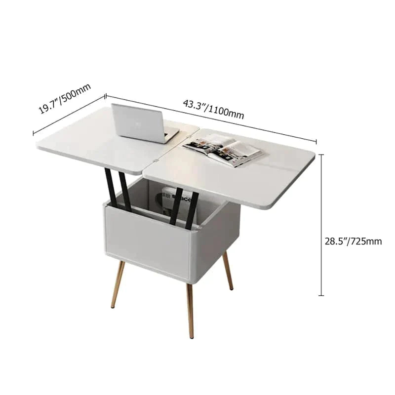 Modern Multi-functional Coffee Table Extendable with Storage & Lift Top in White