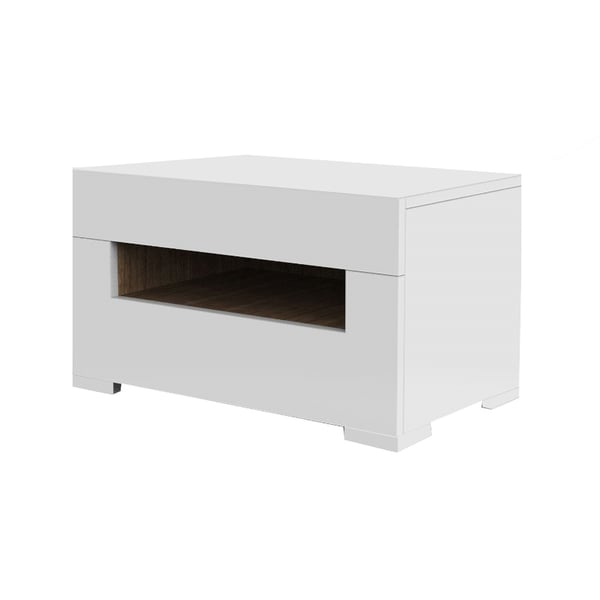 Modern Nightstand White 2-Drawer Bedside Table