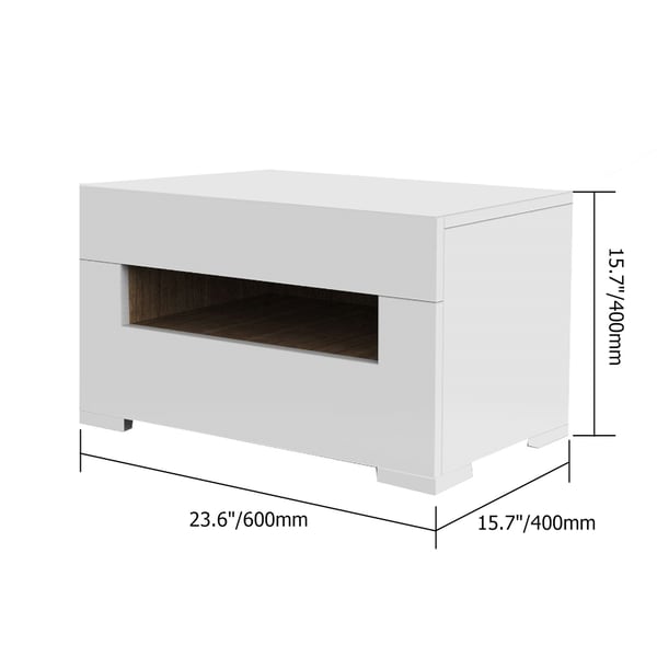 Modern Nightstand White 2-Drawer Bedside Table