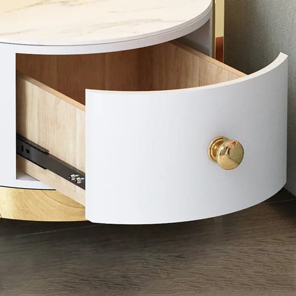 Modern Nightstand with LED Light Bedside Table with Wireless Charging & USB Port