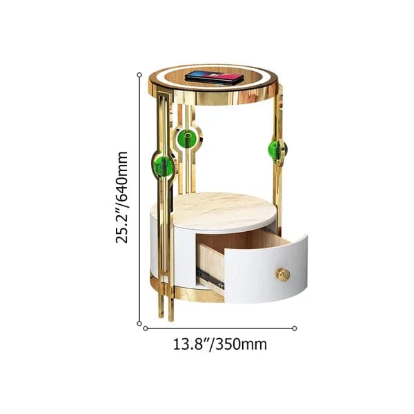 Modern Nightstand with LED Light Bedside Table with Wireless Charging & USB Port