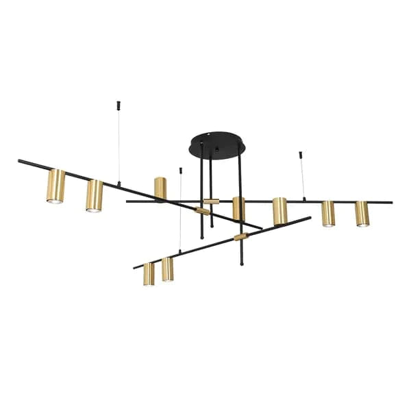 Modern Nordic Gold Cylinder Adjustable Black Branch 9-Light Pendant Light