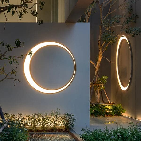 Modern Outdoor LED Wall Sconces Round Gray Waterproof Garden Lighting