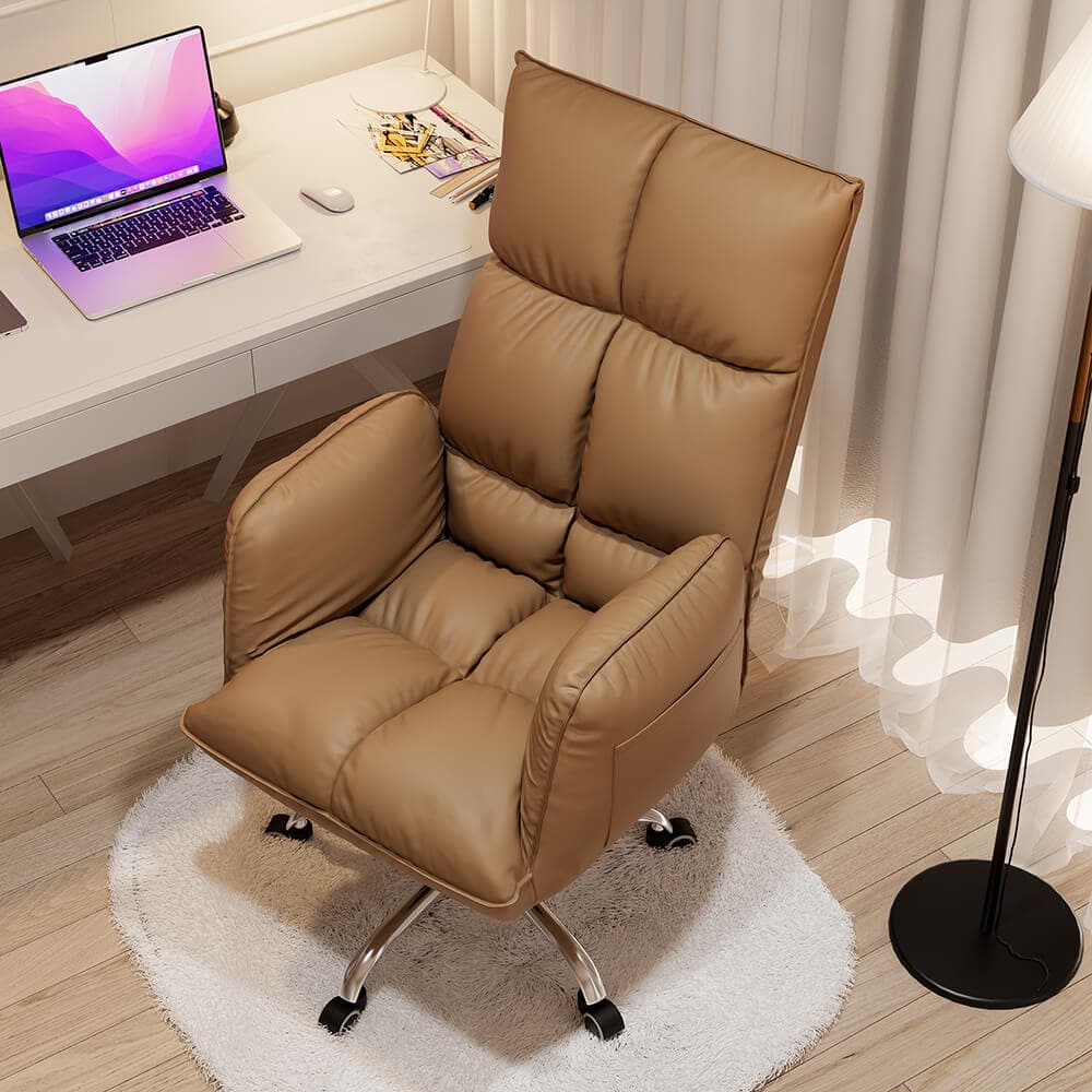 Modern PU Leather Task Chair Upholstered Swivel Office Chair Height Adjustable