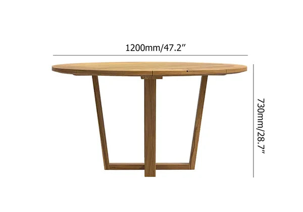 Modern Round Teak Wood 6 Person Outdoor Patio Dining Table in Natural