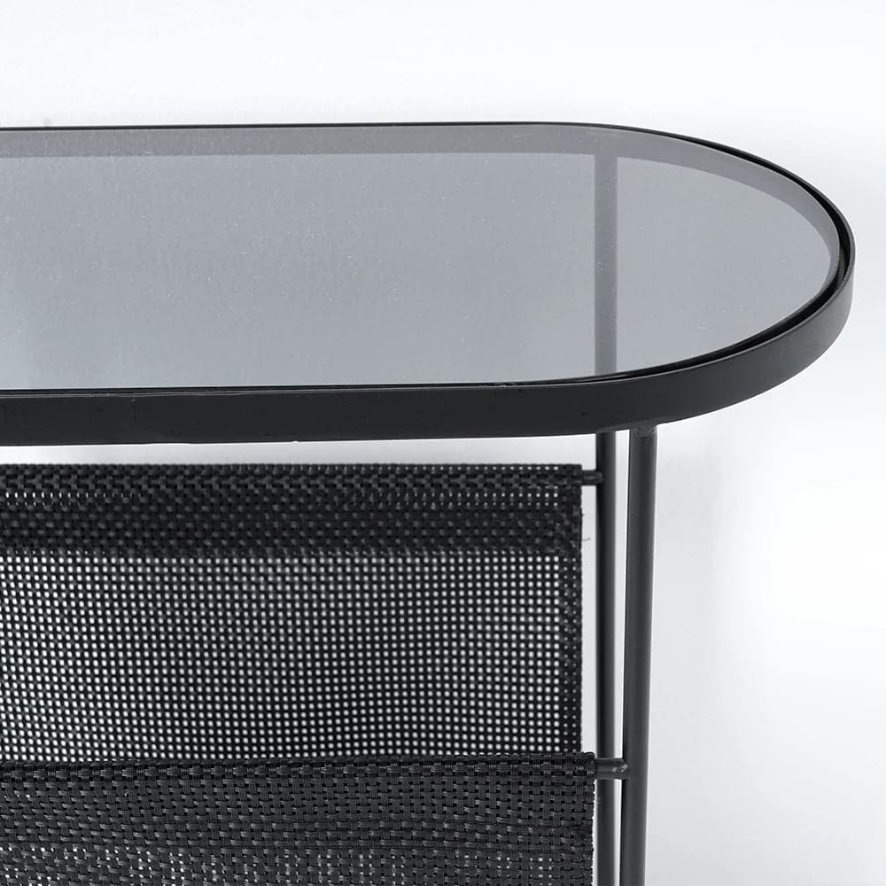 Modern Side Table Black End Table Metal Accent Oval Table Magazine Holder Sofa Table