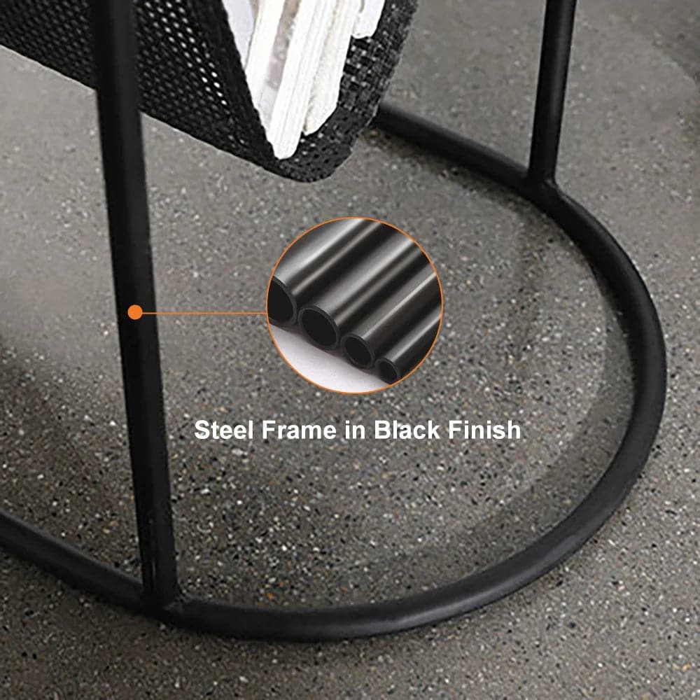 Modern Side Table Black End Table Metal Accent Oval Table Magazine Holder Sofa Table