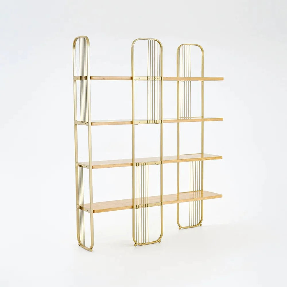 Modern Storage Standing Etagere Bookshelf 4 Tiers in Gold