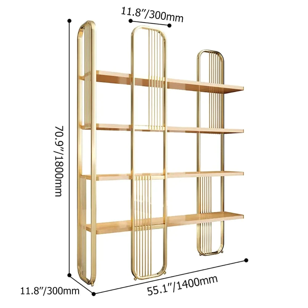 Modern Storage Standing Etagere Bookshelf 4 Tiers in Gold