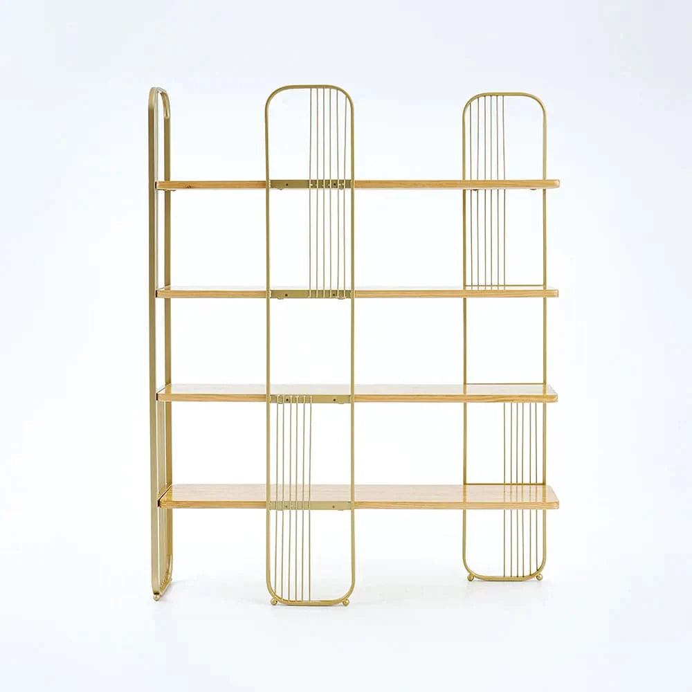 Modern Storage Standing Etagere Bookshelf 4 Tiers in Gold