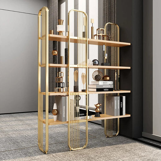 Modern Storage Standing Etagere Bookshelf 4 Tiers in Gold