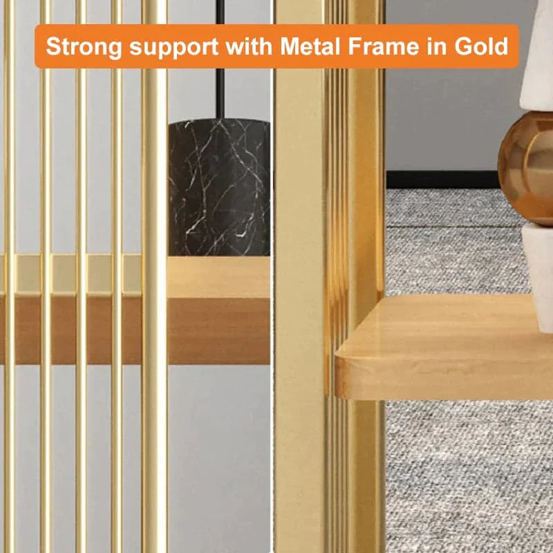 Modern Storage Standing Etagere Bookshelf 4 Tiers in Gold