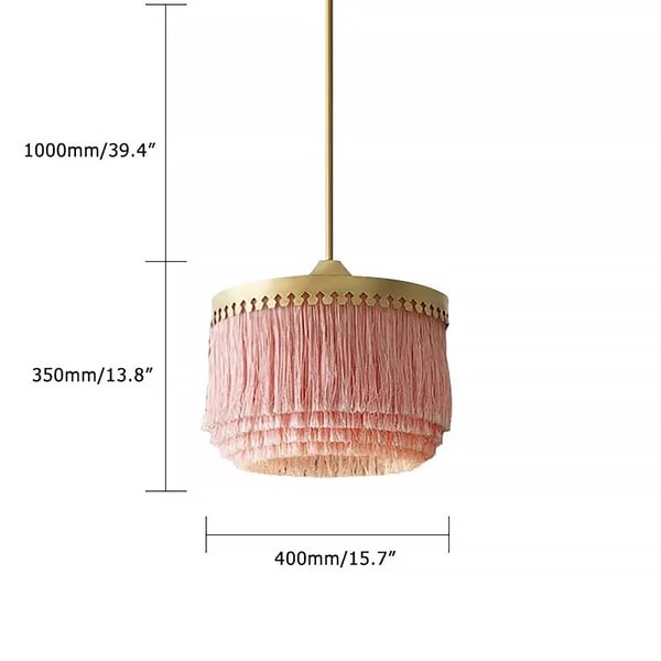 Modern Stylish 1-Light Pink Tassel Pendant Light in Gold Finish