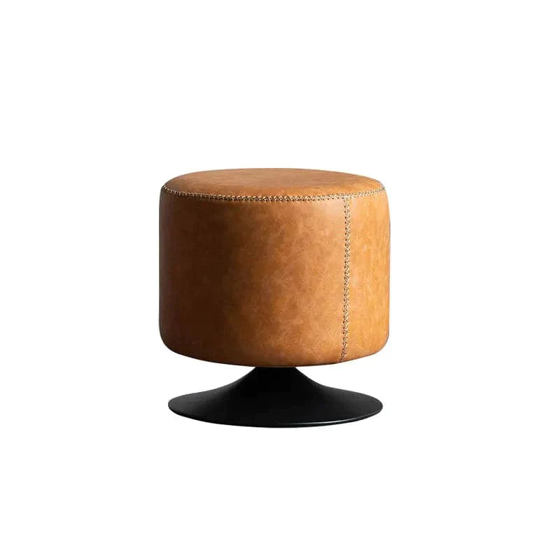 Modern Swivel Vanity Stool Brown Round Vanity Chair with Metal Base for Bedroom