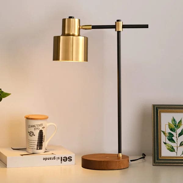 Modern Table Lamp with Wireless Charger USB 1-Light Desktop Touch Lamp in Black & Gold