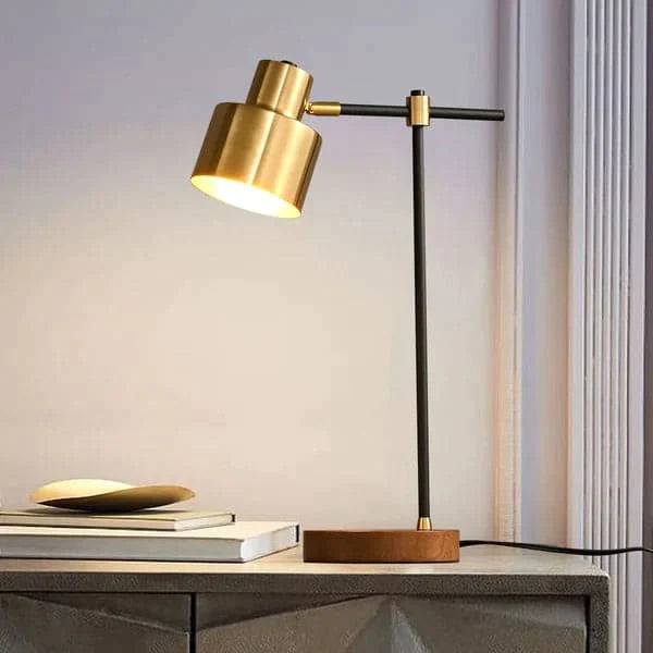 Modern Table Lamp with Wireless Charger USB 1-Light Desktop Touch Lamp in Black & Gold