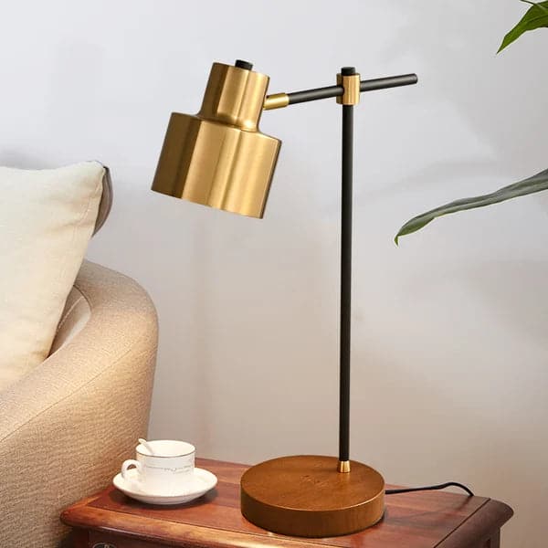 Modern Table Lamp with Wireless Charger USB 1-Light Desktop Touch Lamp in Black & Gold