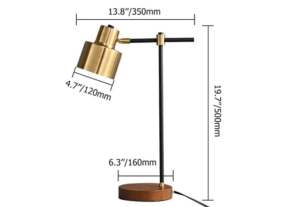 Modern Table Lamp with Wireless Charger USB 1-Light Desktop Touch Lamp in Black & Gold