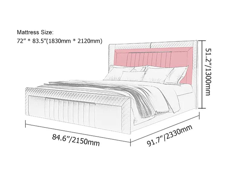 Modern Upholstered Cal King Bed Platform Bed Frame with Wingback Headboard