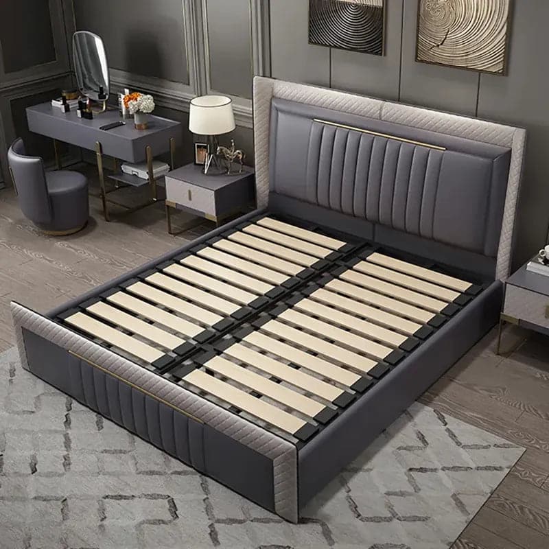 Modern Upholstered Cal King Bed Platform Bed Frame with Wingback Headboard