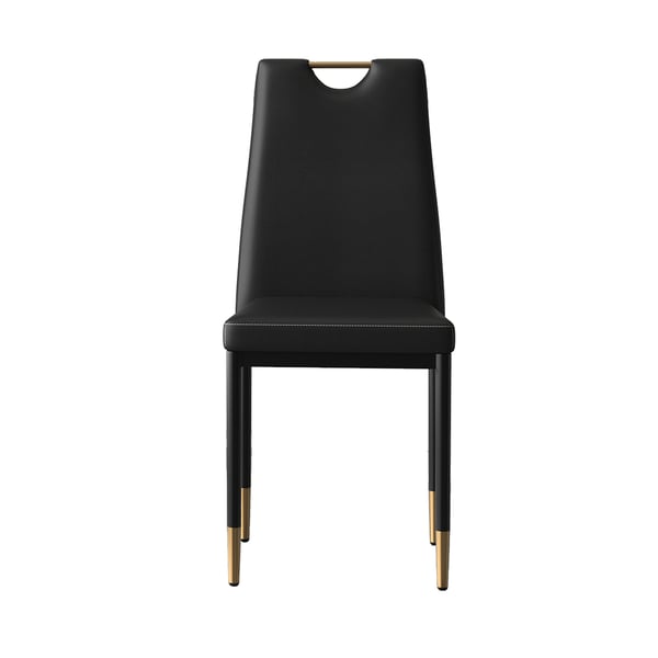 Modern Upholstered Dining Chair in Black (Set of 2) with Carbon Steel Legs