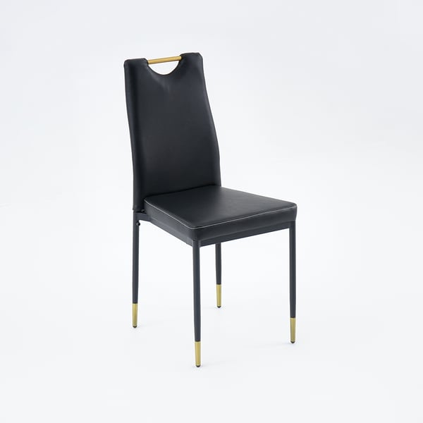 Modern Upholstered Dining Chair in Black (Set of 2) with Carbon Steel Legs