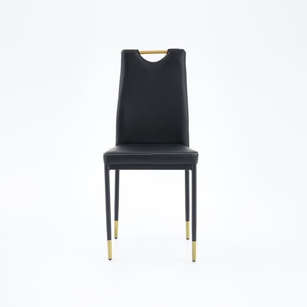 Modern Upholstered Dining Chair in Black (Set of 2) with Carbon Steel Legs