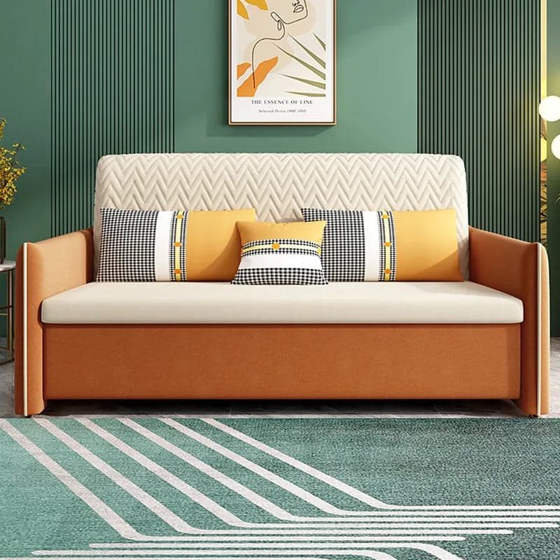 Modern Velvet Upholstered Convertible Full Sleeper Sofa with Storage