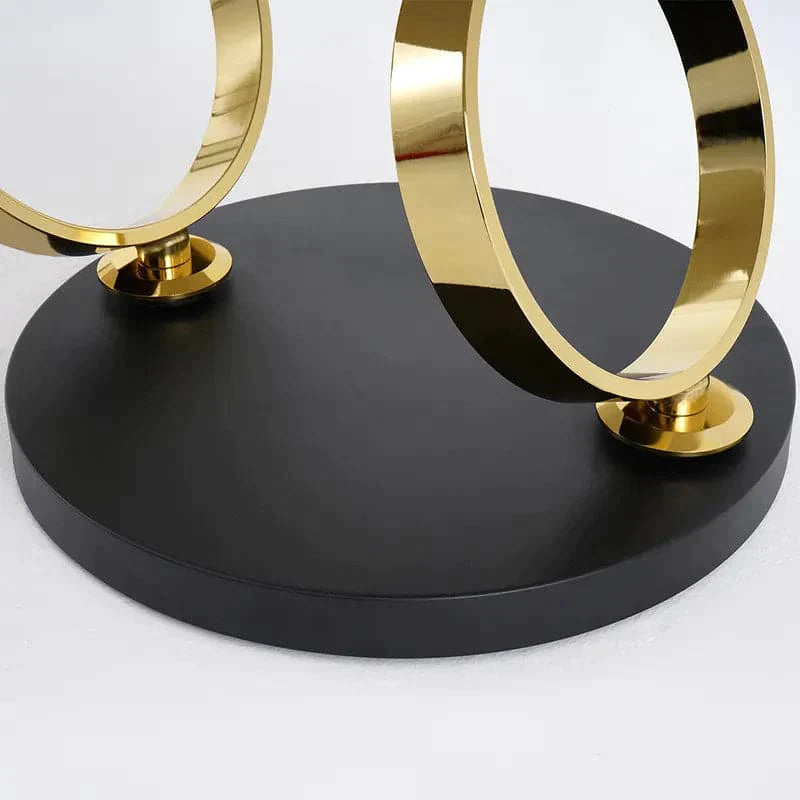 Modern White Extendable Coffee Table with Ring-shaped Metal Pedestal