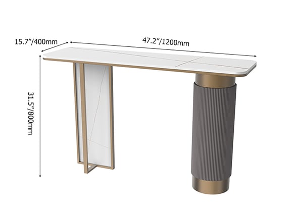 Modern White Gold Entryway Console Table Sintered Stone Top